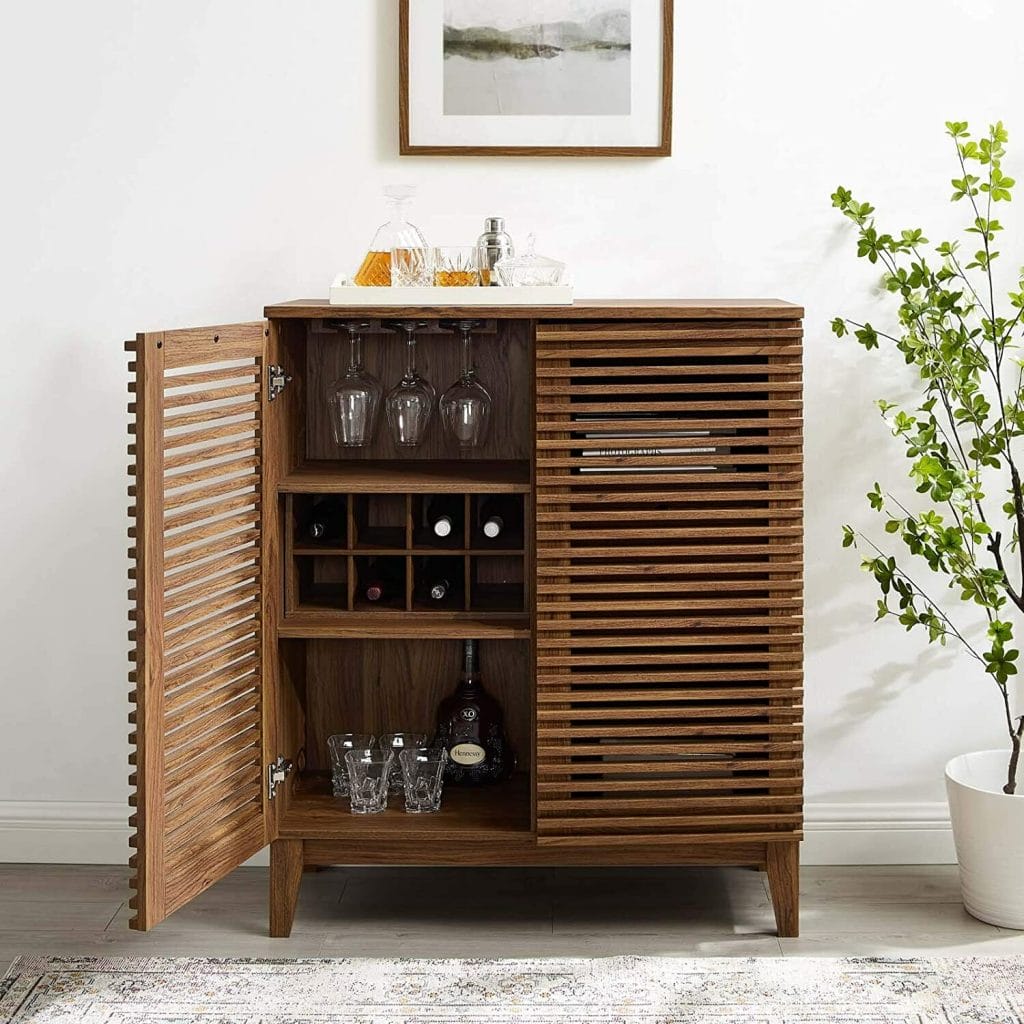 mobilier bar la comanda din lemn premium maro cu grilaj- Mobila la comanda cu Atelierul Bucuresti